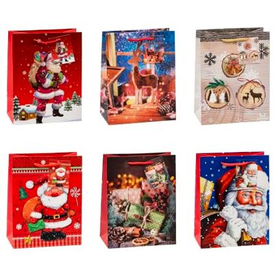 TSI 84017 presentpåsar jul nr 7, paket med 12, storlek: medium (7 x 4 x 9 tum) TSI 84017 presentpåsar jul nr 7, paket med 12, storlek: medium (7 x 4 x 9 tum)
