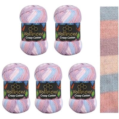 Wollbiene 5 x 100 g ullbi galen bomull batik 500 gram med färggradient 55% bomull flerfärgad stickad ull virkad ull ull året runt ull (7 000 ljusblå rosa lila) Wollbiene 5 x 100 g ullbi galen bomull batik 500 gram med färggradient 55% bomull flerfärgad stickad ull virkad ull ull året runt ull (7 000 ljusblå rosa lila)