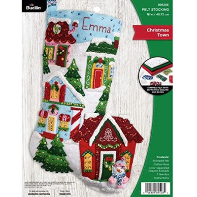 Bucilla Felt Applique 18" Stocking Making Kit, Christmas Town, Perfect for DIY Arts and Crafts, 89528E Bucilla Felt Applique 18" Stocking Making Kit, Christmas Town, Perfect for DIY Arts and Crafts, 89528E