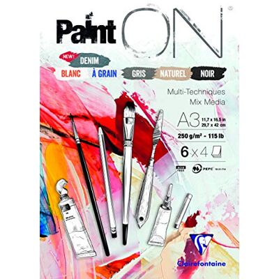 Clairefontaine 975411C – ett block ritpapper, 24 ark, 29, 7 x 42 cm, 250 g, olika färger (4 ark i vitt, frön, grå, natur, svart och denim) Clairefontaine 975411C – ett block ritpapper, 24 ark, 29, 7 x 42 cm, 250 g, olika färger (4 ark i vitt, frön, grå, natur, svart och denim)