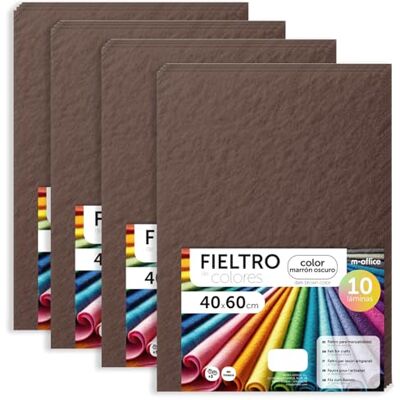 m-office Hantverksfilt, färgfilt, mjukt och flexibelt, material för sömnad, lappverkstyger, perfekt för gör-det-själv-projekt, hantverk eller dekoration, 40 x 60 cm (mörkbrun, 40 st) m-office Hantverksfilt, färgfilt, mjukt och flexibelt, material för sömnad, lappverkstyger, perfekt för gör-det-själv-projekt, hantverk eller dekoration, 40 x 60 cm (mörkbrun, 40 st)