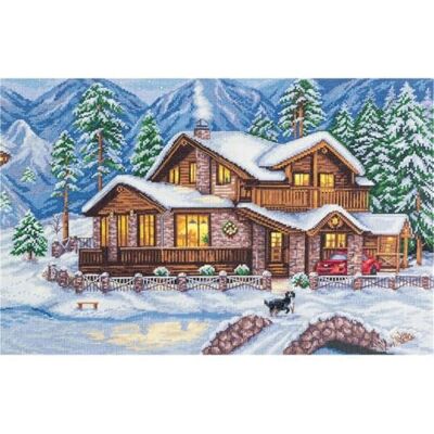 PANNA Korsstygnssats räknat bergsstuga 41 x 28 cm PANNA Korsstygnssats räknat bergsstuga 41 x 28 cm