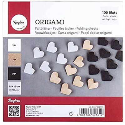Rayher Origami vikblad, färgglada, 15 x 15 cm, 80–100 g/m2, påse 100ark, 67369999 Rayher Origami vikblad, färgglada, 15 x 15 cm, 80–100 g/m2, påse 100ark, 67369999