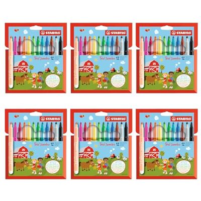 STABILO – tjock filtpenna – Trio Jumbo – 6 x 12-pack – 12 färger STABILO – tjock filtpenna – Trio Jumbo – 6 x 12-pack – 12 färger
