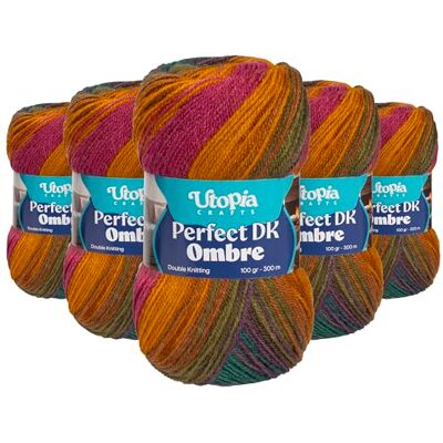 Utopia Crafts DK Ombre flerfärgad dubbelstickningsgarn 5 x 100 g (007) Utopia Crafts DK Ombre flerfärgad dubbelstickningsgarn 5 x 100 g (007)