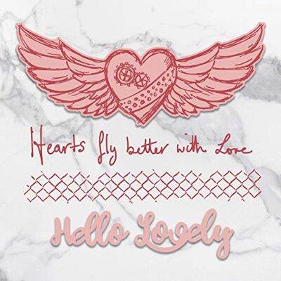 Go Craft Hearts Fly Stämpel- och stansset - 6 delar Go Craft Hearts Fly Stämpel- och stansset - 6 delar