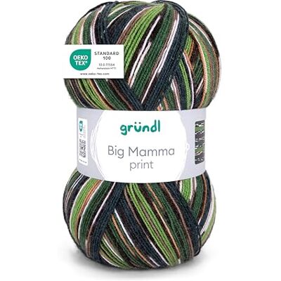 Gründl 2612-37 Big mamma print ull, akryl, mörkbrun-grangrön-vit-kamel-bensin, 30 x 17 x 14 cm, 400 gram Gründl 2612-37 Big mamma print ull, akryl, mörkbrun-grangrön-vit-kamel-bensin, 30 x 17 x 14 cm, 400 gram