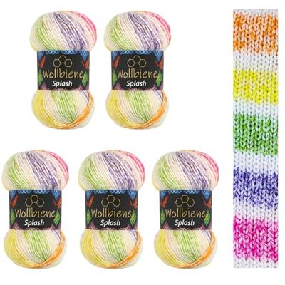 Wollbiene 5 x 100 g ullbi splash batik 500 gram med gradient antipilling flerfärgad stickad ull virkad ull året runt ull (7000) Wollbiene 5 x 100 g ullbi splash batik 500 gram med gradient antipilling flerfärgad stickad ull virkad ull året runt ull (7000)