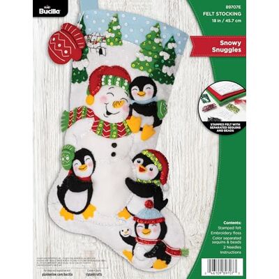 Bucilla , Snowy Snuggles, Felt Applique 18" Stocking Making Kit, Perfect for Holiday DIY Arts and Crafts, 89707E Bucilla , Snowy Snuggles, Felt Applique 18" Stocking Making Kit, Perfect for Holiday DIY Arts and Crafts, 89707E
