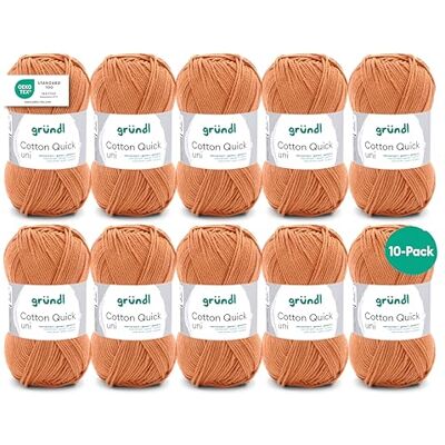 Gründl Ull Cotton Quick uni – tunn ull för virkning – stickgarn – virkgarn – glänsande och hudvänligt – 100% bomull – 10 nystan 50 g/125 m – nåltjocklek 3–4 – curry Gründl Ull Cotton Quick uni – tunn ull för virkning – stickgarn – virkgarn – glänsande och hudvänligt – 100% bomull – 10 nystan 50 g/125 m – nåltjocklek 3–4 – curry