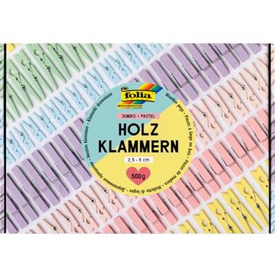 folia 22996 JUMBO PASTEL trähäftklamrar, 500 g trähäftklamrar i 6 pastellfärger, ca. 400 stycken i 2,5–5 cm folia 22996 JUMBO PASTEL trähäftklamrar, 500 g trähäftklamrar i 6 pastellfärger, ca. 400 stycken i 2,5–5 cm