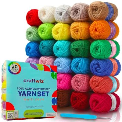 Craftwiz 100 % akrylgarn för virkning och stickning Skinn av #4 kamgarn med tjockt garn, 1 600 meter mjukt virkgarn, perfekt för Amigurumi-garn och andra små hantverksprojekt Craftwiz 100 % akrylgarn för virkning och stickning Skinn av #4 kamgarn med tjockt garn, 1 600 meter mjukt virkgarn, perfekt för Amigurumi-garn och andra små hantverksprojekt
