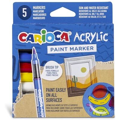 CARIOCA Paint Marker Akrylmarkörer, set med 5 markörer CARIOCA Paint Marker Akrylmarkörer, set med 5 markörer