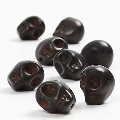 Creativ Howlite pärlor, D: 12 mm, svart, dödskall, 32 st Creativ Howlite pärlor, D: 12 mm, svart, dödskall, 32 st