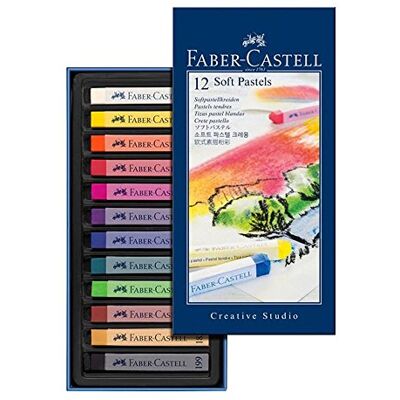 Faber-Castell 128312 Mjuka pastellkritor, 12 färger, mjuka pastellkritor, lätta att sudda och blanda Faber-Castell 128312 Mjuka pastellkritor, 12 färger, mjuka pastellkritor, lätta att sudda och blanda