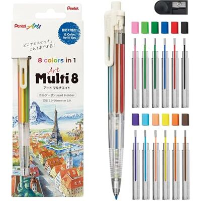 Pentel Art Multi 8 – flerfärgad påfyllningshållare med 8 färgpatroner + reservpatron-set (XPH804ST) Pentel Art Multi 8 – flerfärgad påfyllningshållare med 8 färgpatroner + reservpatron-set (XPH804ST)