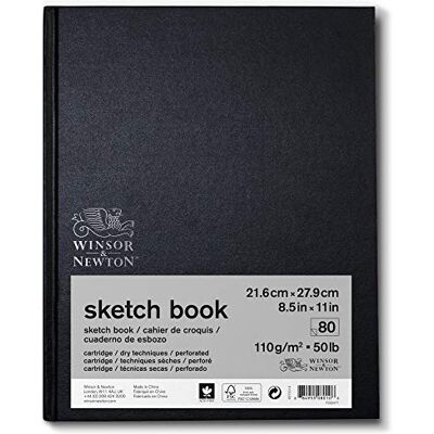 Winsor & Newton 6673018 skissbok med 80 ark skisspapper, 110 g/m², inbunden med rygglimning, mikroperforietta blad – 22,9 x 30,5 cm Winsor & Newton 6673018 skissbok med 80 ark skisspapper, 110 g/m², inbunden med rygglimning, mikroperforietta blad – 22,9 x 30,5 cm
