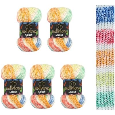 Wollbiene 5 x 100 g ullbi splash batik 500 gram med färggradient antipilling flerfärgad stickad ull virkad ull året runt ull (7040) Wollbiene 5 x 100 g ullbi splash batik 500 gram med färggradient antipilling flerfärgad stickad ull virkad ull året runt ull (7040)