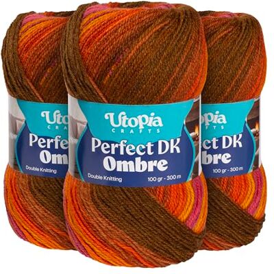 Utopia Crafts DK Ombre flerfärgad dubbelstickningsgarn 3 x 100 g (006) Utopia Crafts DK Ombre flerfärgad dubbelstickningsgarn 3 x 100 g (006)