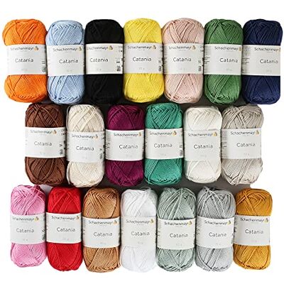catania Nytt 20 Skein SMC Originals garn, 100% bomull, totalt 35 oz vardera 50 g / 136 år (125 m), Fine-Sport 2, garn i blandade färger catania Nytt 20 Skein SMC Originals garn, 100% bomull, totalt 35 oz vardera 50 g / 136 år (125 m), Fine-Sport 2, garn i blandade färger