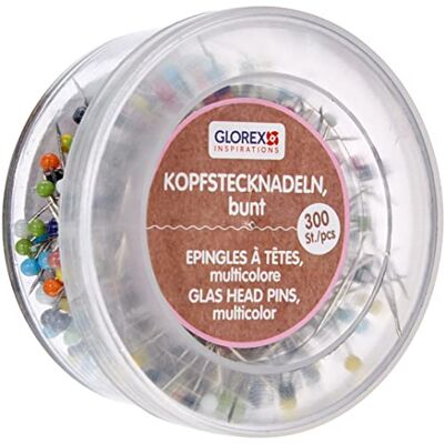 Glorex 5 2002 23 – huvudnålar, nålar med pärlhuvud, färgglada, burkar med 300 stycken, 30 mm x 0,65 mm, idealisk för sömnadsarbete, för avstickning av tyg Glorex 5 2002 23 – huvudnålar, nålar med pärlhuvud, färgglada, burkar med 300 stycken, 30 mm x 0,65 mm, idealisk för sömnadsarbete, för avstickning av tyg
