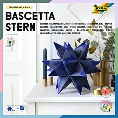 folia 836/2020 – pysselset, bascetta stjärna, transparent blå, 20 x 20 cm, 32 ark, färdig storlek på pappersstjärna ca 30 cm, med detaljerade instruktioner – perfekt för tidlös dekoration folia 836/2020 – pysselset, bascetta stjärna, transparent blå, 20 x 20 cm, 32 ark, färdig storlek på pappersstjärna ca 30 cm, med detaljerade instruktioner – perfekt för tidlös dekoration
