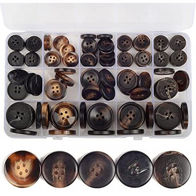 OELFFOW 110 st blandade sömnadsknappar, 4-håls hantverk, runda blazerknappar, 5 färger, 3 storlekar (15 mm, 20 mm, 25 mm) kostymrockar hartsknapp, lämplig för olika klädsömnad, gör-det-själv hantverk OELFFOW 110 st blandade sömnadsknappar, 4-håls hantverk, runda blazerknappar, 5 färger, 3 storlekar (15 mm, 20 mm, 25 mm) kostymrockar hartsknapp, lämplig för olika klädsömnad, gör-det-själv hantverk