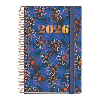Miquelrius Veckovisningskalender 2026, liten och bärbar (80 x 120 mm), veckoplanering, hårt kartongomslag, spiral, elastisk gummiförslutning, papper 80 g/m², ES-EN-PT, Daisies Miquelrius Veckovisningskalender 2026, liten och bärbar (80 x 120 mm), veckoplanering, hårt kartongomslag, spiral, elastisk gummiförslutning, papper 80 g/m², ES-EN-PT, Daisies