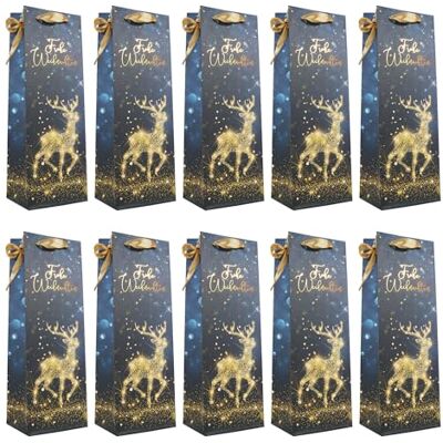 Idena 30497-10 – presentpåsar god jul, 10 stycken, presentpåsar i storlek 12 x 36 x 9 cm, papperspåsar i svart och guld Idena 30497-10 – presentpåsar god jul, 10 stycken, presentpåsar i storlek 12 x 36 x 9 cm, papperspåsar i svart och guld