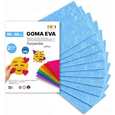 Global SIDI Eva Glitter gummi 20 x 30 cm ljusblå 20 ark skum för hantverk Global SIDI Eva Glitter gummi 20 x 30 cm ljusblå 20 ark skum för hantverk