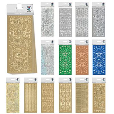 Ursus 10154119 – Kreativt klistermärkesset jul, set med 15 olika färgade klistermärkesark, självhäftande, lätt att ta bort, lämplig för kortdesign Ursus 10154119 – Kreativt klistermärkesset jul, set med 15 olika färgade klistermärkesark, självhäftande, lätt att ta bort, lämplig för kortdesign