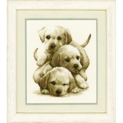 Vervaco siffermönster labrador valpar siffertemönsterförpackning i räknade korsstygn, bomull, flerfärgad, 19 x 24 x 0,3 cm Vervaco siffermönster labrador valpar siffertemönsterförpackning i räknade korsstygn, bomull, flerfärgad, 19 x 24 x 0,3 cm