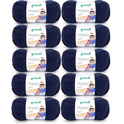 120 Gründl "Happy Uni", 10 x bollar med 100 g stickgarn, 100% akryl, 40 cm x 39 cm x 9 cm, 100% polyakryl, marinblå, 40 x 39 x 9 cm 120 Gründl "Happy Uni", 10 x bollar med 100 g stickgarn, 100% akryl, 40 cm x 39 cm x 9 cm, 100% polyakryl, marinblå, 40 x 39 x 9 cm