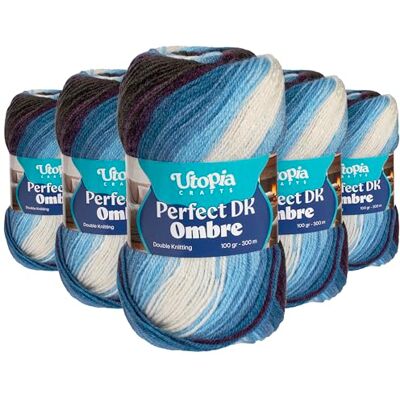 Utopia Crafts DK Ombre flerfärgad dubbelstickat garn 5 x 100 g (002) Utopia Crafts DK Ombre flerfärgad dubbelstickat garn 5 x 100 g (002)