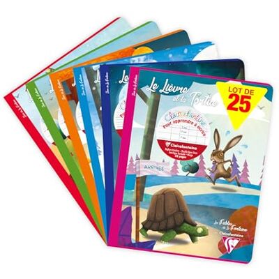 Clairefontaine 36794Cpack En uppsättning med 25 häftade skrivböcker Fables de La Fontaine 17 x 22 cm 32 sidor med dubbla linjer 3 mm vertikalt interlineavstånd 90 g slumpmässiga blandade mönster Clairefontaine 36794Cpack En uppsättning med 25 häftade skrivböcker Fables de La Fontaine 17 x 22 cm 32 sidor med dubbla linjer 3 mm vertikalt interlineavstånd 90 g slumpmässiga blandade mönster
