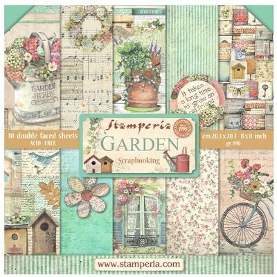 Stamperia Scrapbooking Small Pad 10 ark cm 20,3 x 20,3 (8 x 8 tum) – trädgård Stamperia Scrapbooking Small Pad 10 ark cm 20,3 x 20,3 (8 x 8 tum) – trädgård