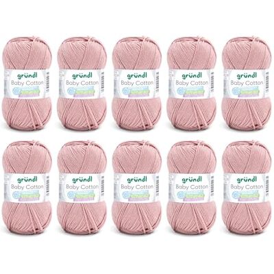 Gründl Baby Cotton Ull för stickning och virkning, babyull av 50% bomull, 50% polyakryl, slitstark och lättvårdad, 50 g/140 m, nåltjocklek: 3,5–4,5, 10 x 50 g), persika Gründl Baby Cotton Ull för stickning och virkning, babyull av 50% bomull, 50% polyakryl, slitstark och lättvårdad, 50 g/140 m, nåltjocklek: 3,5–4,5, 10 x 50 g), persika