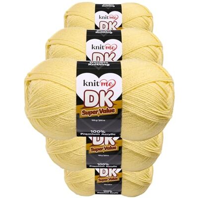 Knit Me DK dubbelstickat garn allergivänlig akryl 5 x 100 g (citron) Knit Me DK dubbelstickat garn allergivänlig akryl 5 x 100 g (citron)