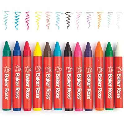 Baker Ross AR872 tjocka vaxkritor för barn, konst och hantverk, skola, klassrum, blandade, 36 stycken (1-pack) Baker Ross AR872 tjocka vaxkritor för barn, konst och hantverk, skola, klassrum, blandade, 36 stycken (1-pack)
