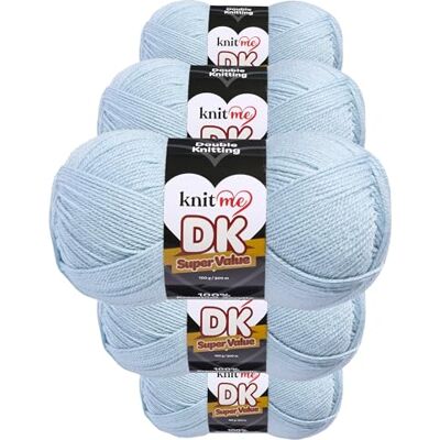 Knit Me DK dubbelstickat garn allergivänlig akryl 5 x 100 g (babyblå) Knit Me DK dubbelstickat garn allergivänlig akryl 5 x 100 g (babyblå)