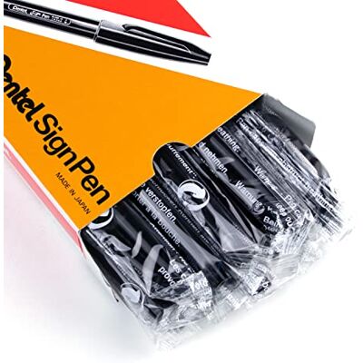 Pentel Skyltpenna, fibertippad, svart bläck (S520-A), låda med 12 Pentel Skyltpenna, fibertippad, svart bläck (S520-A), låda med 12
