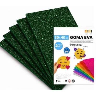 Global SIDI Eva Glitter gummi 40 x 30 cm mörkgrön 5 ark skum Global SIDI Eva Glitter gummi 40 x 30 cm mörkgrön 5 ark skum