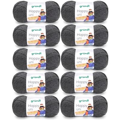 Gründl "Happy Uni", 10 x bollar med 100 g stickgarn, 100% akryl, 40 cm x 39 cm x 9 cm, 100% polyakryl, kol, 40 x 39 x 9 cm Gründl "Happy Uni", 10 x bollar med 100 g stickgarn, 100% akryl, 40 cm x 39 cm x 9 cm, 100% polyakryl, kol, 40 x 39 x 9 cm