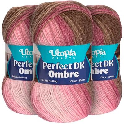Utopia Crafts DK Ombre flerfärgad dubbelstickat garn 3 x 100 g (005) Utopia Crafts DK Ombre flerfärgad dubbelstickat garn 3 x 100 g (005)