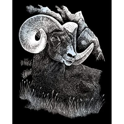 Pracht Creatives Hobby Royal & Langnickel – skrapbild fårbock, silver, klösbilder för barn och vuxna, med klöspenna och mall Pracht Creatives Hobby Royal & Langnickel – skrapbild fårbock, silver, klösbilder för barn och vuxna, med klöspenna och mall