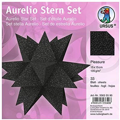 Ursus 35635590 – blad Aurelio Stern Pleasure, 33 ark kreativt papper 15 x 15 cm, 135 g/kvm, tryck på båda sidorna, vackra pappersnäsor för julen, svart Ursus 35635590 – blad Aurelio Stern Pleasure, 33 ark kreativt papper 15 x 15 cm, 135 g/kvm, tryck på båda sidorna, vackra pappersnäsor för julen, svart