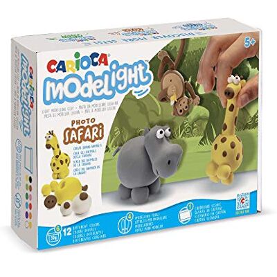 CARIOCA Modelight Maxi Safari Ultralätt modelleringspasta för barn, maxi mjuk och elastisk modelleringslåda 5 år och +, 12 olika färger, modelleringsverktyg och handledning ingår, 180 g CARIOCA Modelight Maxi Safari Ultralätt modelleringspasta för barn, maxi mjuk och elastisk modelleringslåda 5 år och +, 12 olika färger, modelleringsverktyg och handledning ingår, 180 g