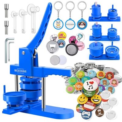 nice2have knappmaskin flera storlekar 1–3,2 cm – (500 st knappar, 15 st flasköppnare, 15 st kylskåpsmagneter, 15 nyckelringsknappar, 500+ gratis mönster, 3 cirkelskärare) – stiftmaskin nice2have knappmaskin flera storlekar 1–3,2 cm – (500 st knappar, 15 st flasköppnare, 15 st kylskåpsmagneter, 15 nyckelringsknappar, 500+ gratis mönster, 3 cirkelskärare) – stiftmaskin