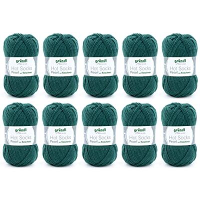 Gründl Hot Socks Pearl uni stickull (gosig mjuk strumpull av 75% merinoull, 20% polyamid, 5% kashmir, 50 g/200 m, nåltjocklek: 2,5 – 3, 10 x 50 g), gran, 40 x 37 x 11 cm Gründl Hot Socks Pearl uni stickull (gosig mjuk strumpull av 75% merinoull, 20% polyamid, 5% kashmir, 50 g/200 m, nåltjocklek: 2,5 – 3, 10 x 50 g), gran, 40 x 37 x 11 cm