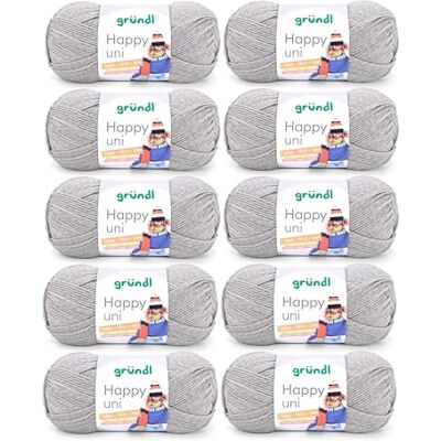 Gründl "Happy Uni", 10 x bollar med 100 g stickgarn, 100% akryl, 40 cm x 39 cm x 9 cm, 100% polyakryl, kieselgrau, 40 x 39 x 9 cm Gründl "Happy Uni", 10 x bollar med 100 g stickgarn, 100% akryl, 40 cm x 39 cm x 9 cm, 100% polyakryl, kieselgrau, 40 x 39 x 9 cm